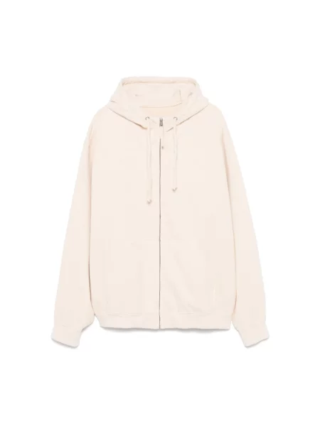 Bluza z kapturem Maison Margiela z kapturem z logo beżowa