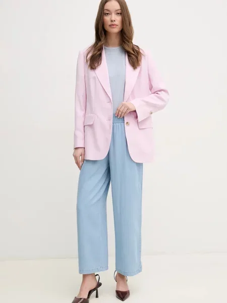 Піджак з домішкою льону Joop! однобортний однотонний фіолетовий