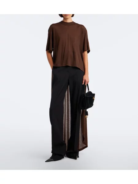 Tricou Balenciaga din jerseu asimetric maro