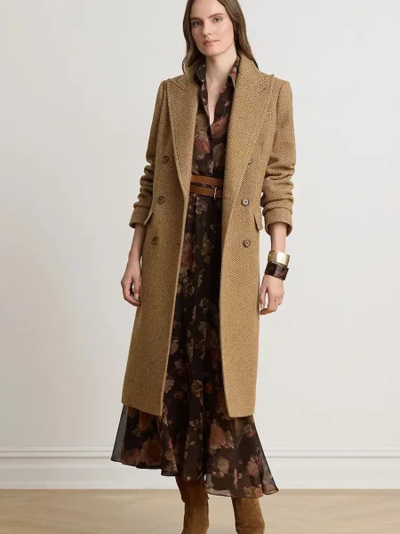 Lauren Ralph Lauren palton pentru femei cu lână maro