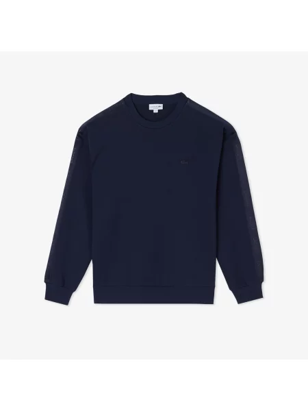 Lacoste Bluza Z Okrągłym Dekoltem Relaxed Fit granatowa