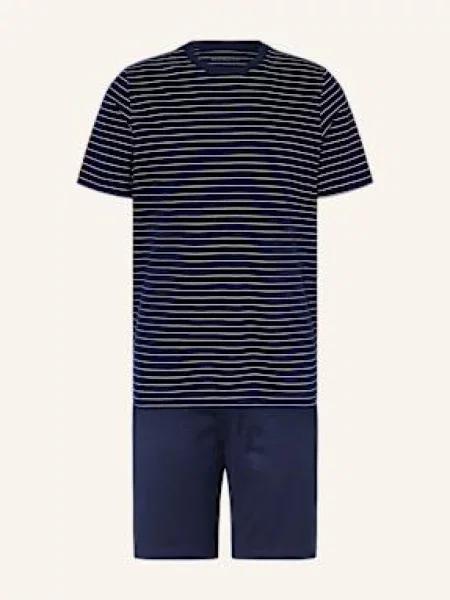 Schiesser Piżama Z Szortami Casual Essentials blau biała