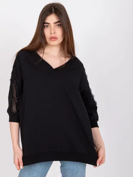 Bluză Fashionhunters din dantelă negru