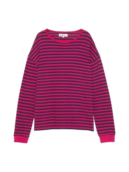 Pull&Bear Tričko RAYAS MLARGA 2 noční / pink modrá