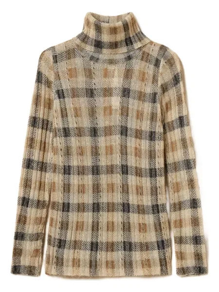 Кариран пуловер Twinset с принт