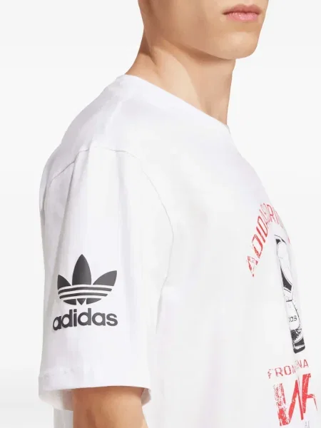 Tricou Adidas cu dungi din jerseu cu imagine negru