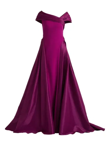 Maksi sukienka maxi Tadashi Shoji plisowana garniturowa fioletowa