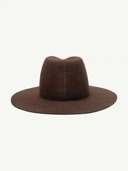 RUSLAN BAGINSKIY széles karimájú kalap női gyapjúval Fedora Hat barna