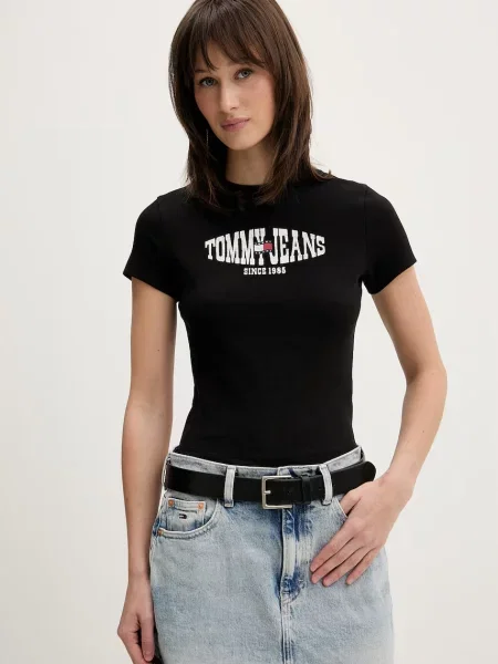 Tommy Jeans tričko dámske s bavlnou čierna
