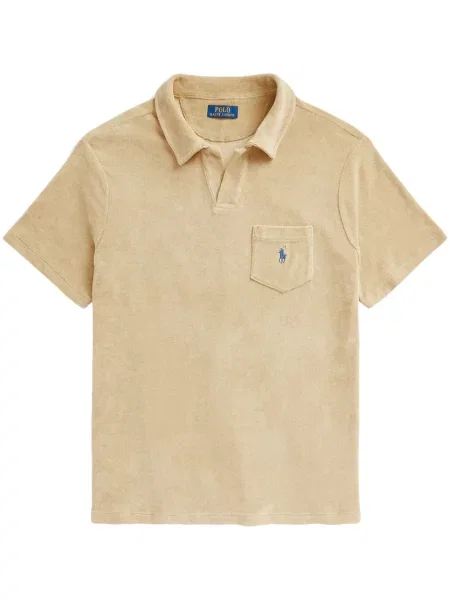 Pletena polo majica Polo Ralph Lauren s vezom visoki struk plava
