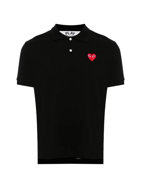 Поло тениска Comme Des Garçons със сърца черно