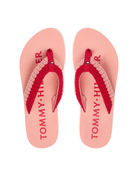 Žabky Tommy Hilfiger CROCHET SUMMER SANDA ružová