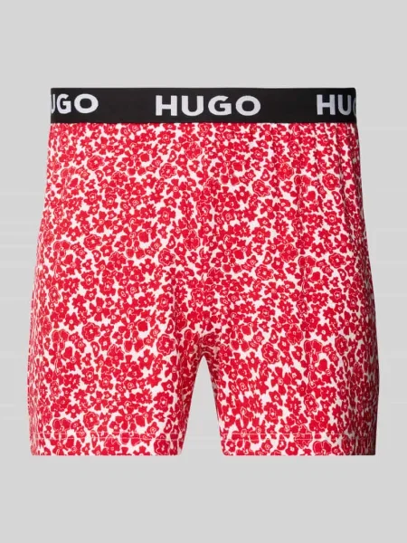Szorty od piżamy o kroju relaxed fit z elastycznym pasem z logo Hugo czerwone