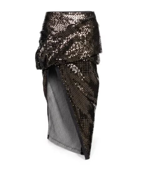 Fustă midi Rick Owens cu paiete drapată negru