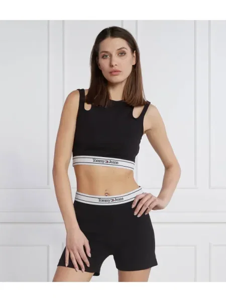 Top din denim Tommy Jeans skinny fit negru