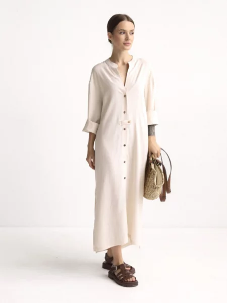 Сукня міді Lilove льон/бавовна бежевий