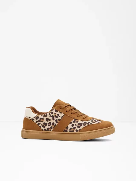 Sneakersy ze wzorem w panterkę brązowe