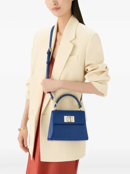 Mini geanta de piele Furla din piele mini albastru