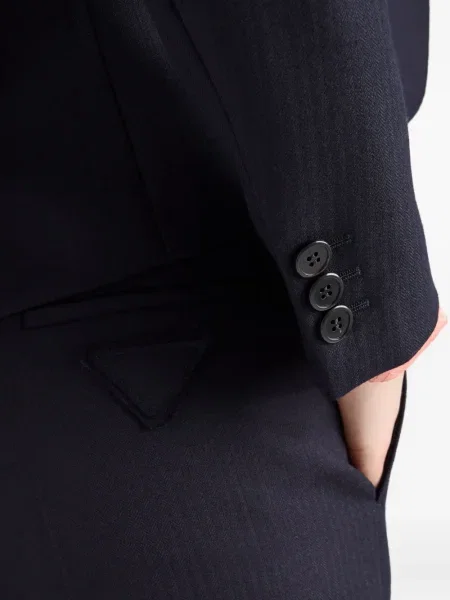 Pantaloni Prada cu model herringbone albastru