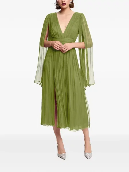 Rochie midi Framboise de mătase verde