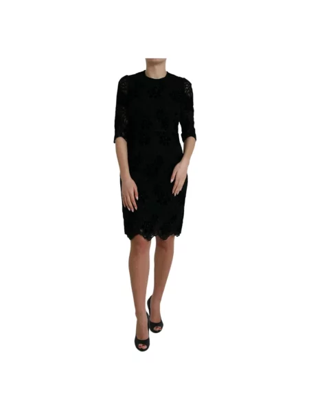 Sukienka Dolce And Gabbana w kwiatki koronkowa czarna