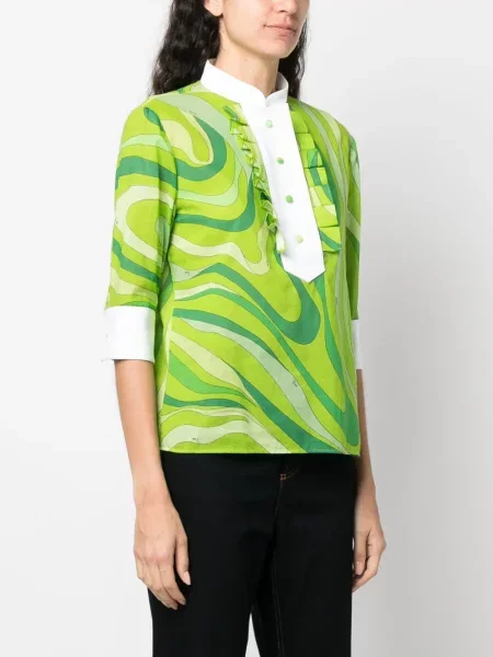 Cămașă Pucci cu imagine plisată verde