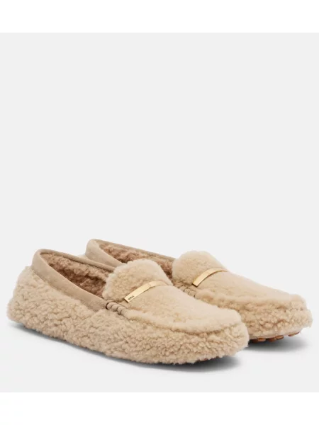 Pantofi loafer Tod's din piele de căprioară bej