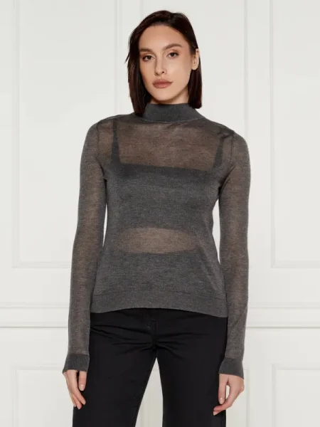 Pulover Michael Kors cu guler înalt gri