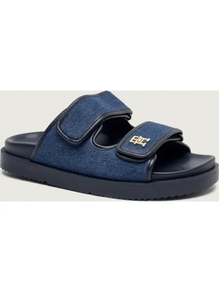 Tommy Hilfiger De blugi șlapi cu adaos de piele albastru