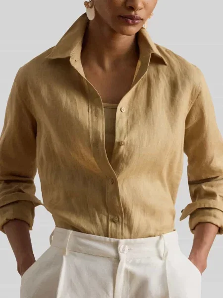 Ralph Lauren Bluzki Kobieta brązowy L Len Brązowe koszule beżowa