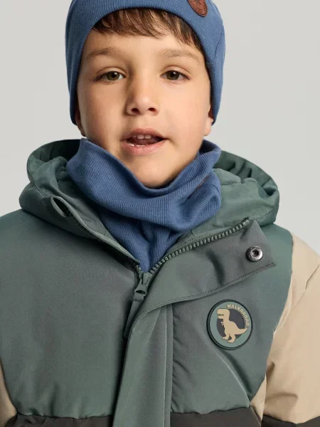 Sinsay Puffer bunda s kapucí a reflexními prvky zelená