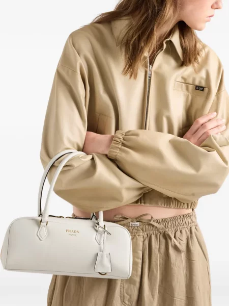 Top Prada din piele alb