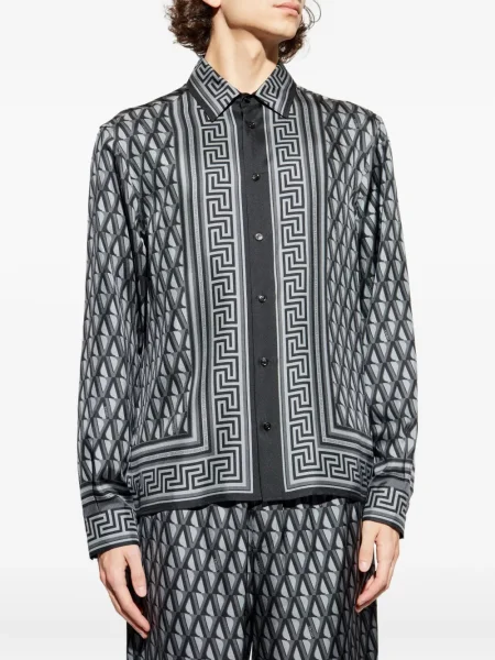Cămașă Versace cu imprimeu geometric gri
