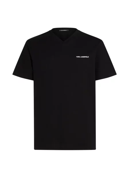 Tricou Karl Lagerfeld cu imagine cu decolteu în V negru