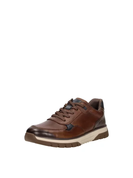 Sneakersy Rieker sznurowane skórzane brązowe