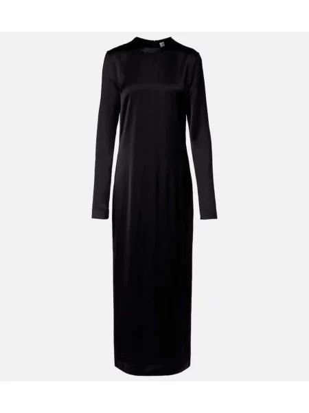 Rochie maxi Toteme din satin de costum negru