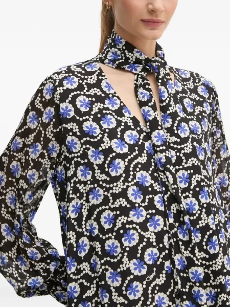 Костюм рокля Dvf Diane Von Furstenberg на цветя с принт черно