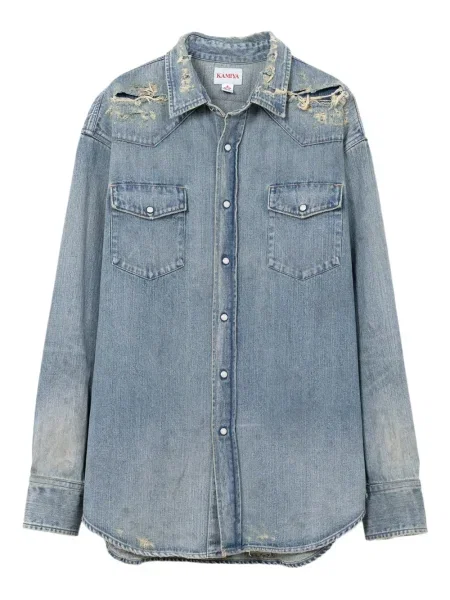 Риза Kamiya с протрити краища синьо