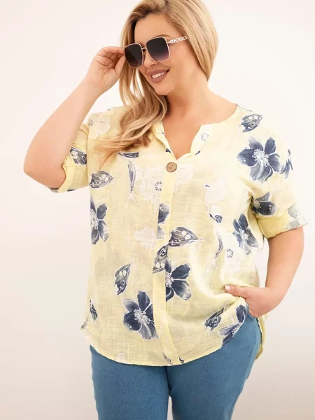 Bluză Kesi Włoski cu model floral mari albastru