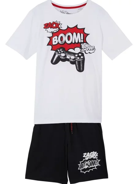 T-shirt + bermudy z dżerseju 2 części biała