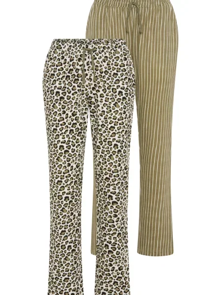 VIVANCE by LASCANA Pantaloni de pijama Dreams oliv / negru alb