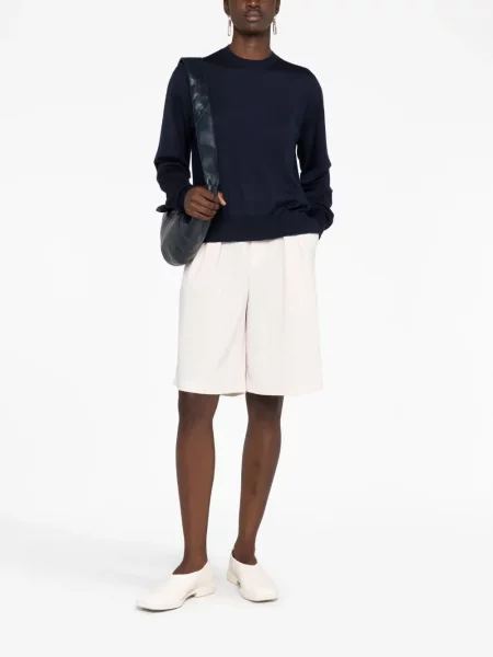 Briaunotas megztinis Jil Sander apvaliu kaklu mėlyna