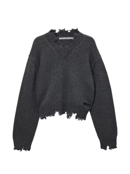 Περικομμένο πουλόβερ Alexander Wang με λαιμόκοψη v grunge γκρι