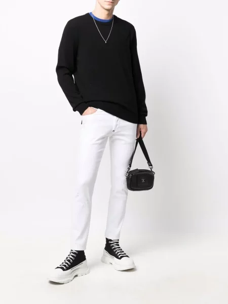 Dzianinowy sweter Philipp Plein z okrągłym dekoltem czarny