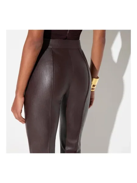 Pantaloni Elisabetta Franchi din piele maro