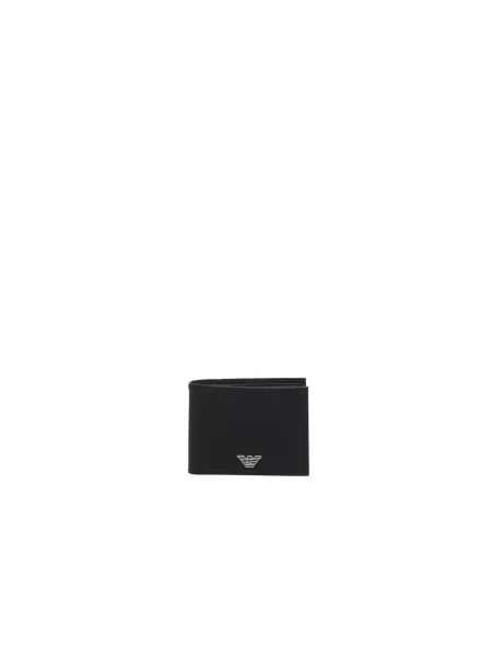 Portfel Emporio Armani skórzany z logo czarny