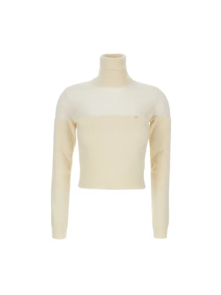 Dzianinowy sweter Elisabetta Franchi beżowy