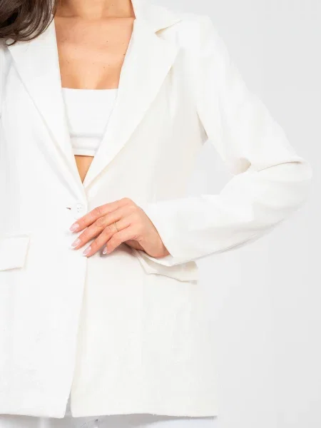 Едноредни блейзър Factory Price с дантела бяло