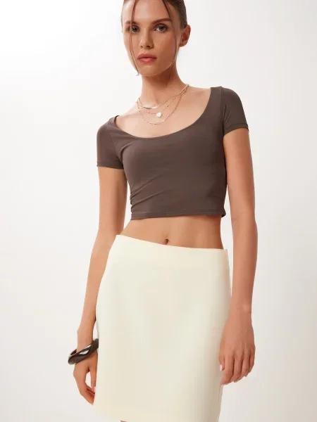 Happiness İstanbul Fustă deschis galben