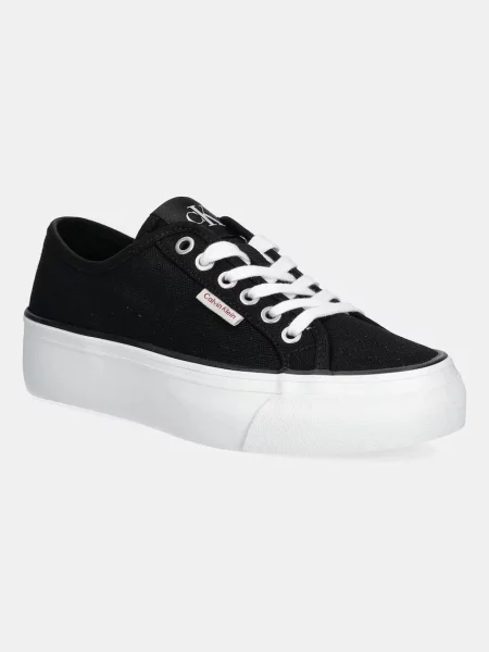 Calvin Klein Jeans Tenisice VULC FLATFORM CTN LOGO TAG crna